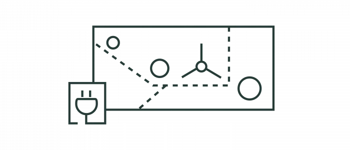 Schematische Darstellung eines Netzplans mit Zeitstrahl und Symbolen, einschließlich eines Weinglas-Symbols