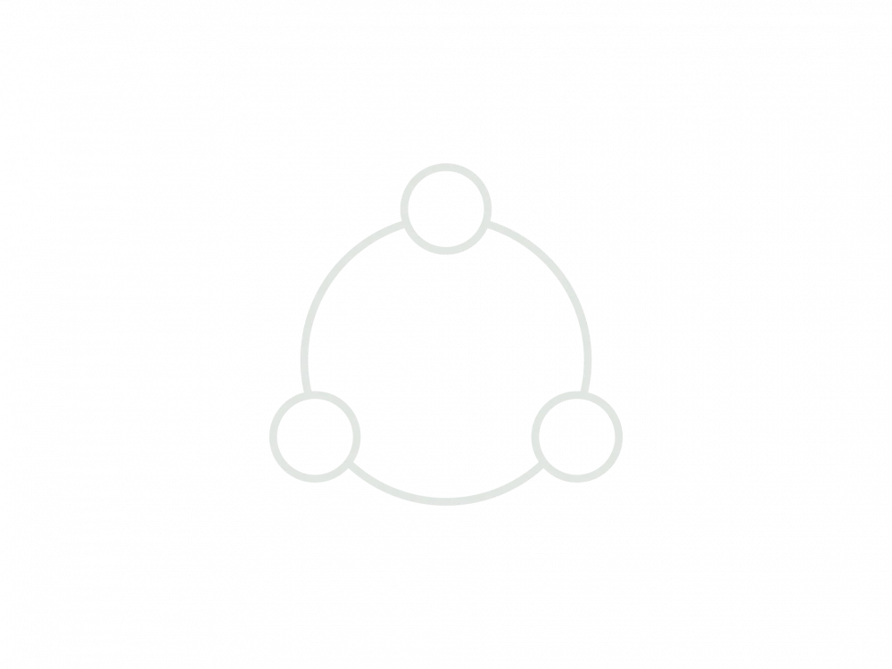 Einfaches grafisches Symbol mit drei verbundenen Kreisen in einem Dreiecksmuster