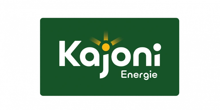 Logo von Kajoni Energie mit einem stilisierten Sonnensymbol über dem Namen
